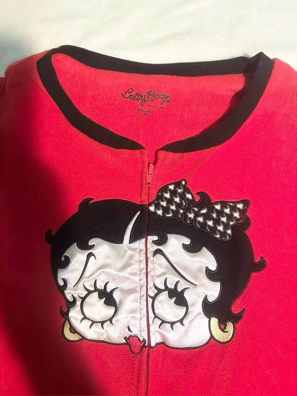 Betty Boop Fleece zip up Pajama footed Onesie costume adult XXL